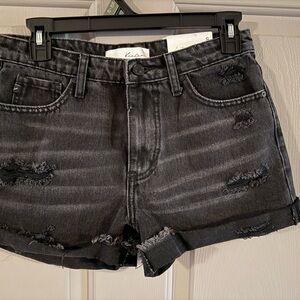 KanCan Women's Distressed Black Denim Shorts size small